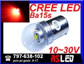 żarówka LED P21W ba15s Cree X-PE 12v 24v czerwona przeciwmgłowa STOP