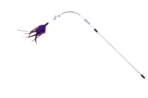 Wędka z wielokolorowym piórem i sprężyną zabawka dla kota 60cm UNIQ PETS na Arena.pl