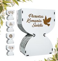 Biały kielich na komunie flowerbox na słodycze kwiaty grawerowany gotowy