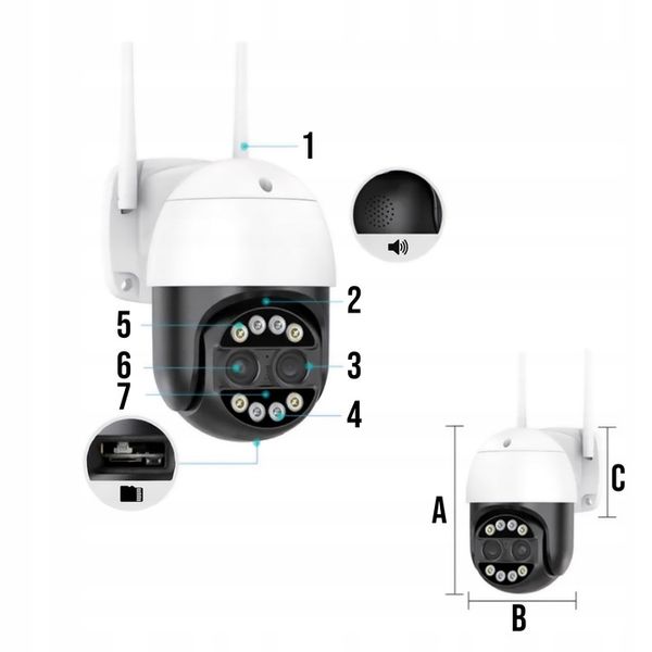 Kamera Zewnętrzna WiFi Obrotowa Dwa Obiektywy 2x4MP zdjęcie 8