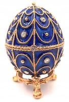 Ekskluzywne metalowa szkatułka z kryształkami - Jajo Fabergé - B0748-17 BL
