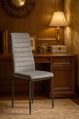 KRZESŁO PIKOWANE WELUR SALON JADALNIA KUCHNIA WYSOKIE MARK KT118 SZARE na Arena.pl