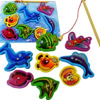 gra łowienie rybek magnes wędka puzzle drewniane ag-211