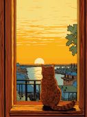Plakat 15x20cm Zachód przez Kocie Oczy