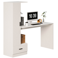 BIURKO KOMPUTEROWE Z REGAŁEM DO BIURA POKOJU BIAŁY NOWOCZESNY LOFT 142 CM