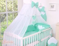 Duża moskitiera do łóżeczka dziecięcego z białego szyfonu z serduszkami