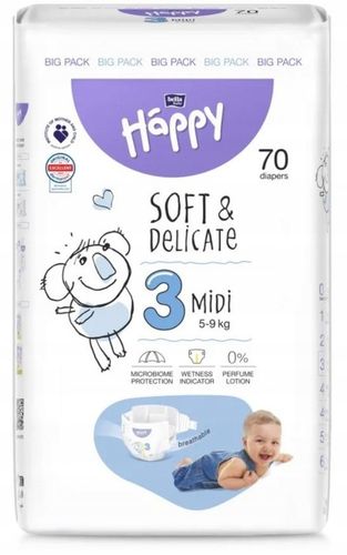 Pieluszki Bella Happy 3 Midi 5-9kg 70 szt. BIG PACK na Arena.pl