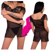 ELEGANCKA KOSZULKA CZARNA ZWIEWNA STRINGI L/XL