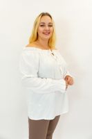 Biała Bluzka Hiszpanka z Połyskiem Długi Rękaw UNI