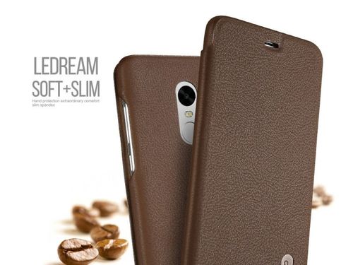 Etui lenuo xiaomi redmi note 4 (MediaTek) flip case brązowe - Brązowy na Arena.pl