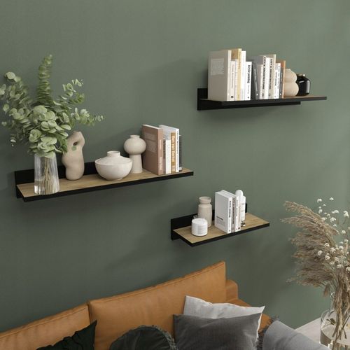 ZESTAW 2 X PÓŁKA ŚCIENNA 80 CM LOFT DĄB Z CZARNA LISTWĄ 80 CM DO na Arena.pl