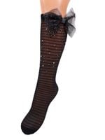 Podkolanówki dziewczęce rajstopowe z jetami i kokardą czarne 27-30 YOCLUB