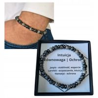Bransoletka Intuicja Równowaga Ochrona Larvikit Jaspis Hematyt grafitowy
