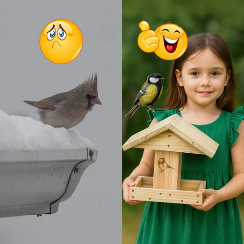 Karmnik dla ptaków domek budka DIY eko drewno ogrodowy solidny na zimę XXL na Arena.pl