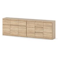 Komoda Drewniana Nowoczesna Szafka Do Salonu 6 Szuflad 240cm Dąb Sonoma