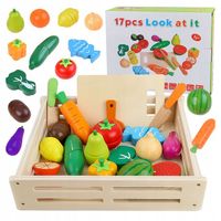 KLOCKI MAGNETYCZNE DREWNIANE OWOCE WARZYWA KLOCKI DUŻY ZESTAW MONTESSORI