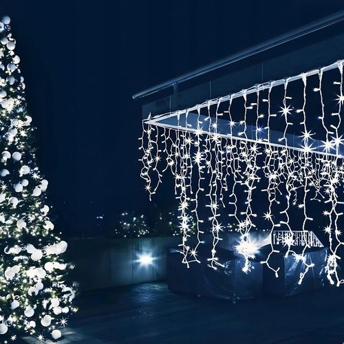 Długie lampki 500 led sople światełka świąteczne zewnętrzne z efektem flash na Arena.pl