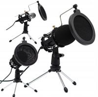 MIKROFON ZE STATYWEM STOJAKIEM DO NAGRYWANIA STUDYJNY YOUTUBE GAMING