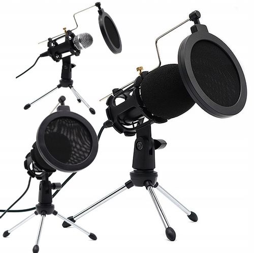 MIKROFON ZE STATYWEM STOJAKIEM DO NAGRYWANIA STUDYJNY YOUTUBE GAMING na Arena.pl