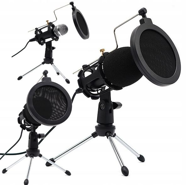 MIKROFON ZE STATYWEM STOJAKIEM DO NAGRYWANIA STUDYJNY YOUTUBE GAMING zdjęcie 1