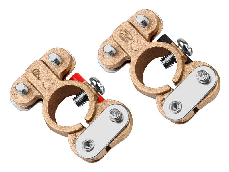 Mosiężne klemy akumulatora 2szt (+ i -) SAMOZACISKOWE 6-12-24V MAX 600A CARMOTION zdjęcie 2