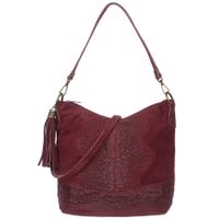 VERA PELLE torebka damska zamszowa listonoszka z frędzelkiem V479 c.bordowa
