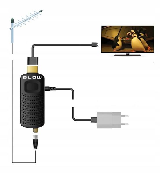 DEKODER TUNER TV DVB-T2 HEVC H.265 FULL HD MINI STICK PILOT BATERIE zdjęcie 6