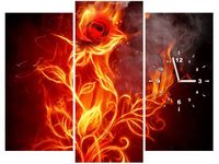 90CM 70 ZEGAR 3 ELEM OGNISTA RÓŻA SCIENNY DRUK