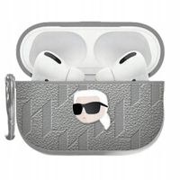 ETUI KARL LAGERFELD MONOGRAM DO APPLE AIRPODS 4 SREBRNE, STYLOWE, TRWAŁE