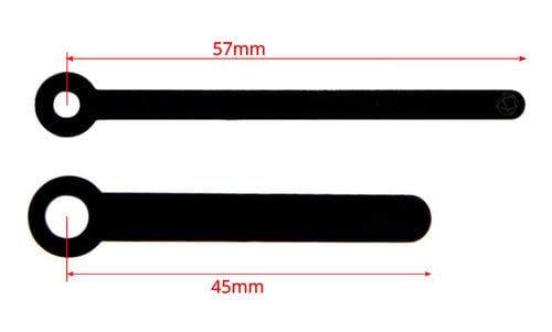 Wskazówki do mechanizmu zegara proste 45/57mm czarne na Arena.pl