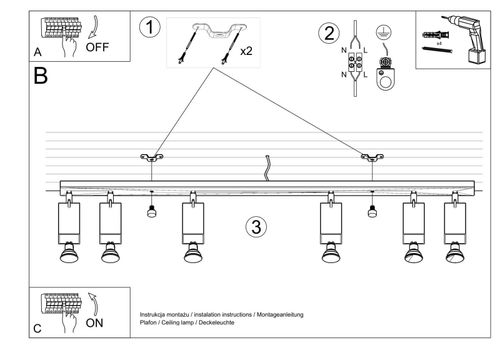 Regulowana LAMPA sufitowa MERIDA SL.0464 metalowa OPRAWA reflektorki białe na Arena.pl