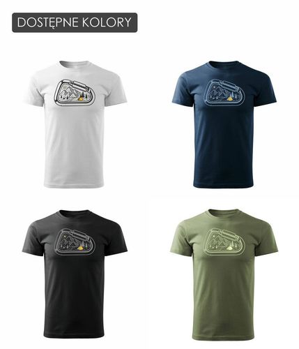 Koszulka z górami w góry wspinaczka climbing karabińczyk męska khaki REGULAR L na Arena.pl