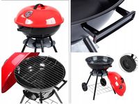 Grill Węglowy BBQ Ogrodowy Brykiet Zamykany na Kółkach Pokrywa Półka RUSZT