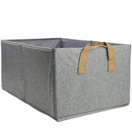 SKŁADANY KOSZ MATERIAŁOWY SZARY 40x27x17CM Z UCHWYTAMI ORGANIZER POJEMNIK na Arena.pl