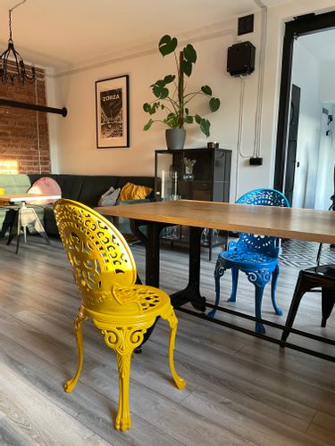 KRZESŁO Z OPARCIEM ŻELIWNE ŻÓŁTE na Arena.pl