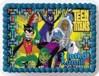 PROSTOKĄTNY OPŁATEK NA TORT A4 20x29CM - TEEN TITANS + IMIĘ