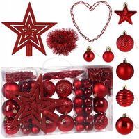 Bombki Choinkowe 66 Sztuk Nietłukące Zestaw Ozdoby Świąteczne Plastikowe