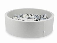 Suchy basen jasnoszary 130x40 z piłeczkami 700 sztuk (przezroczyste, metaliczny grafit, opalizujące)