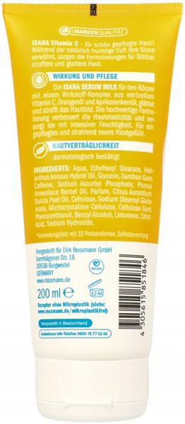 ISANA VITAMIN C MLECZKO DO CIAŁA 200 ML zdjęcie 2