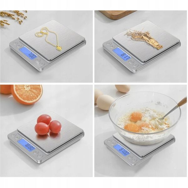 Waga Kuchenna Elektroniczna Precyzyjna LCD 2000g 2kg 0,1g z Misą x2 Cyfrowa zdjęcie 2