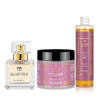 Glantier 477 Zestaw Damski Perfumy Olejek Peeling