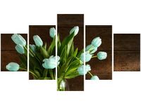 75CM 120 OBRAZ 5 ELEM NIEBIESKI TULIPAN ŚCIENNY DRUK