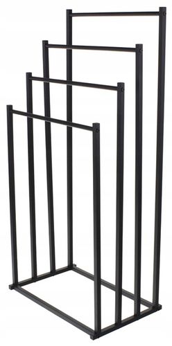 Stojak na Ręczniki Wieszak Łazienkowy Metalowy Stojący 4 Poziomy Czarny na Arena.pl