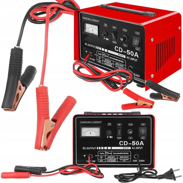 Prostownik Samochodowy 12V/24V Heckermann Cd-50A zdjęcie 1