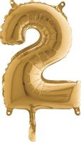 Balon foliowy cyfra "2" złoty, 36 cm