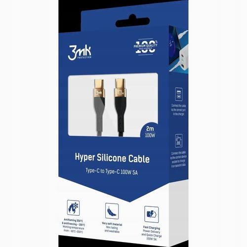 Kabel Przewód 3mk USB-C - USB-C 2m 100W Czarny na Arena.pl
