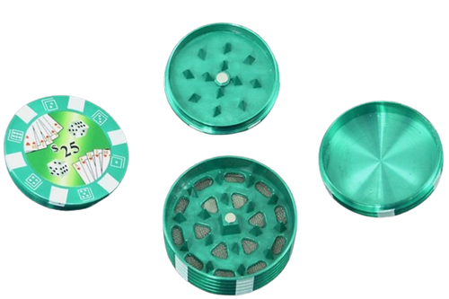 Młynek do Mielenia Tytoniu CBD Zielony Żeton do Pokera 25$ Grinder Crusher na Arena.pl