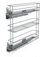 Kosz Cargo boczny lewy, regulacja 3D, 150 mm, 3 półki, Cichy domyk, Srebrny