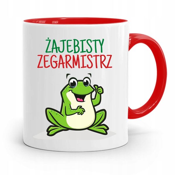 Kubek Czerwony Zegarmistrza Żajebisty Zegarmistrz Z Nadrukiem Ze Zdjęciem zdjęcie 1