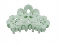 Spinka klamra plastik trzy kwiatki pastelowy zielony 7,5 cm